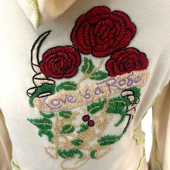 Brigitte Michelle Y2K Love Is A Rose Beaded Hoodie - Medium - Picture 2 of 12